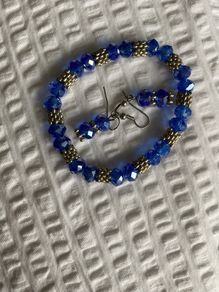 Glittery Beaded Bracelet and Earrings Set