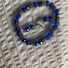 Glittery Beaded Bracelet and Earrings Set