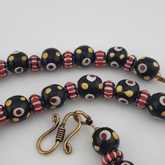 Vintage Venetian Style Thousand Eyes & Chevron Glass Beads Necklace
