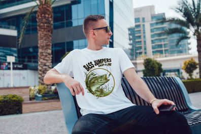Fishing bass jumpers drop a line printed cool funny mens t-shirt tee top shirt