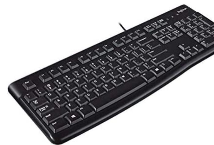 Logitech K120 Wired Keyboard, Plug and Play, Full-Size, Spill-Resistant, Curved Space Bar, Compatible with PC, Laptop - Black
