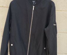 Bershka polyester black bomber jacket