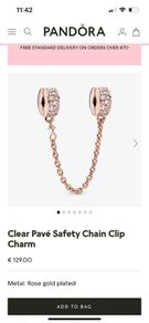 Pandora security chain charm rose gold