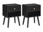 Set of 2 Bedside Tables Black or White with Drawer and Shelf