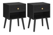 Set of 2 Bedside Tables Black or White with Drawer and Shelf