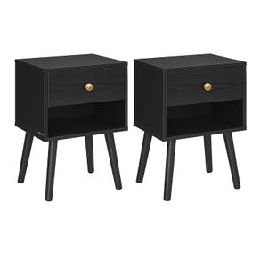 Set of 2 Bedside Tables Black or White with Drawer and Shelf