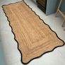 Handwoven jute runner with black scallop edge Image 2