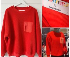 Helen Steele coral Borg fleece crew jumper funky athleisure