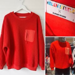 Helen Steele coral Borg fleece crew jumper funky athleisure
