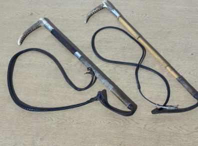Two silver mounted riding crops/hunting whips