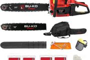 BU-KO 65cc Petrol Chainsaw 3.89HP 20" Bar with 2 Chains and 16" Bar with 2 Chains - Cover bag and Full Safety Gear
