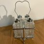 Vintage 4 piece Glass Cut Cruet Set, with Silver Plated Stand Image 6