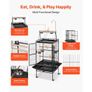 Bird Cage, 830 x 790 x 2100 mm, Open Flat Top, Wrought Iron Bird Flight Cage with Perches, Slide-Out Tray, Plastic Feeders, for Cockatiel, Monk Parakeet, Amazon Parrot, African Grey Parrot Image 4