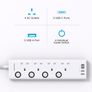 Extension Lead with USB Slots(2 USB C), HANYCONY 4 Way Plug Extension Socket with Individual Switches, 1.8M Extension Cable, Wall Mount Extension Cord, Desk Power Strip for Bedroom Office Accessories Image 2