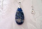 Gemstone Small  Drop Blue Faux Agate Pendant with silver plated necklace
