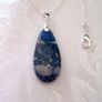 Gemstone Small  Drop Blue Faux Agate Pendant with silver plated necklace Image 3
