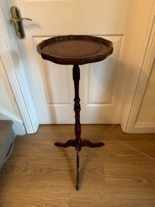 Vintage Leather Top Pedestal Stand or Torchere