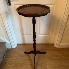 Vintage Leather Top Pedestal Stand or Torchere