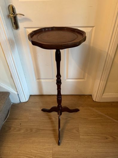 Vintage Leather Top Pedestal Stand or Torchere