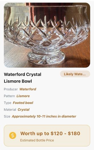Waterford Crystal Lismore 7" Footed Bowl, 1970s.