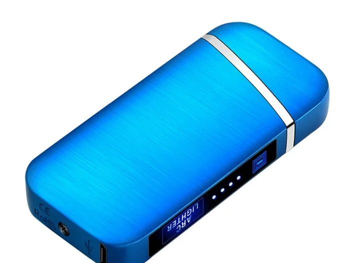 Windproof Metal Flameless Electric Lighter Dual Arc Plasma USB Lighter LED Power Display Touch Induction Lighter