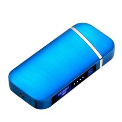 Windproof Metal Flameless Electric Lighter Dual Arc Plasma USB Lighter LED Power Display Touch Induction Lighter
