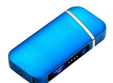 Windproof Metal Flameless Electric Lighter Dual Arc Plasma USB Lighter LED Power Display Touch Induction Lighter