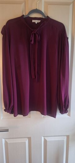 Womens Designer Bow Tie Purple  Blouse.