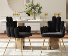 Set of 2 Velvet Dining Room Chairs Accent Chairs with Metal Legs Colours (Black Green Grey Blue white)