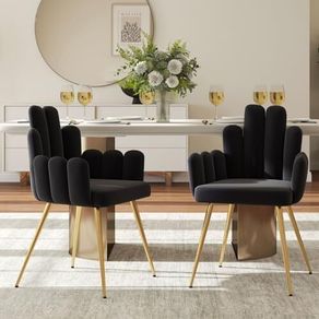 Set of 2 Velvet Dining Room Chairs Accent Chairs with Metal Legs Colours (Black Green Grey Blue white)
