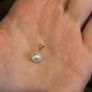 Small pearl pendant or charm with solid yellow 14k gold and a tiny diamond (real) not lab grown Image 3