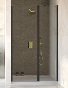 BESCO Walk-In Shower Exo-C Black 120x190cm