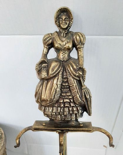 vintage brass companion set with lady