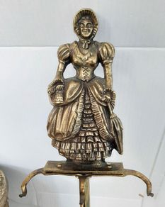 vintage brass companion set with lady
