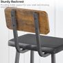 Bar Stools Set of 2, PU Upholstered Breakfast Bar Stools, Industrial Barstools with Backrest and Footrests, Bar Chairs for Kitchen, Dining Room, Bar, Rustic Brown and Black Image 4