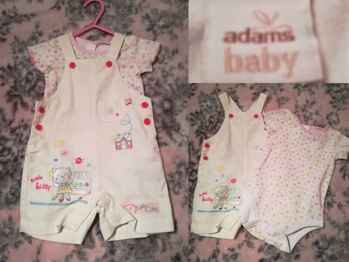 adams baby 2 Piece Outfit, Linen dungaree,s and top set,