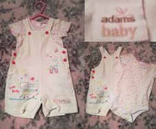 adams baby 2 Piece Outfit, Linen dungaree,s and top set,