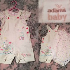 adams baby 2 Piece Outfit, Linen dungaree,s and top set,