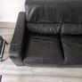 Two Seater Black Leather Sofa Couch Image 2