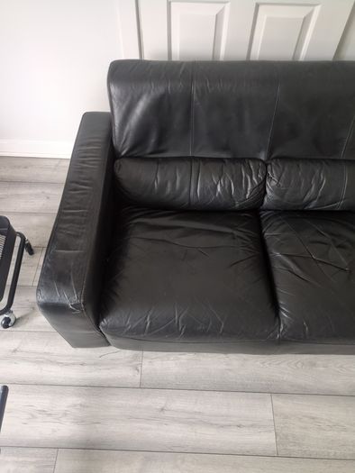 Two Seater Black Leather Sofa Couch