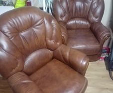 Pair of leather armchairs