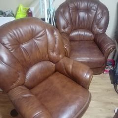 Pair of leather armchairs