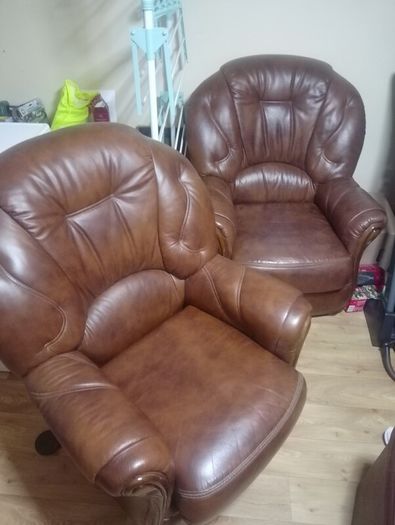 Pair of leather armchairs