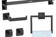Matte Black Bathroom Hardware Set, 5 Pieces Stainless Steel Bathroom Accessories Set, 24-inch Towel Bar, Towel Rack, 2 Robe Towel Hooks,