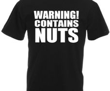 Warning Contains Nuts Funny Rude T-Shirt for men Printed T-shirt Great Gift Present