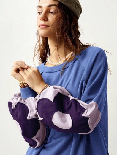 Fab Bohemela Blue Sweatshirt Size XL