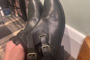 Black leather ankle boots