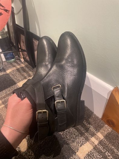 Black leather ankle boots