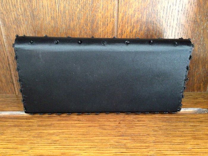 Vintage Black satin and beaded clutch bag