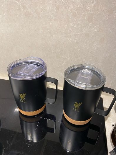 Official Liverpool FC Black Travel Mugs (Pair)